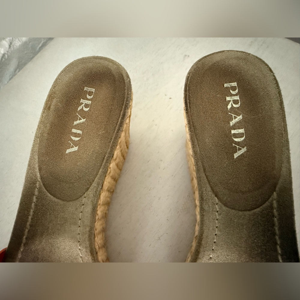 Prada Leather Espadrille Wedge Sandals - Picture 4 of 7